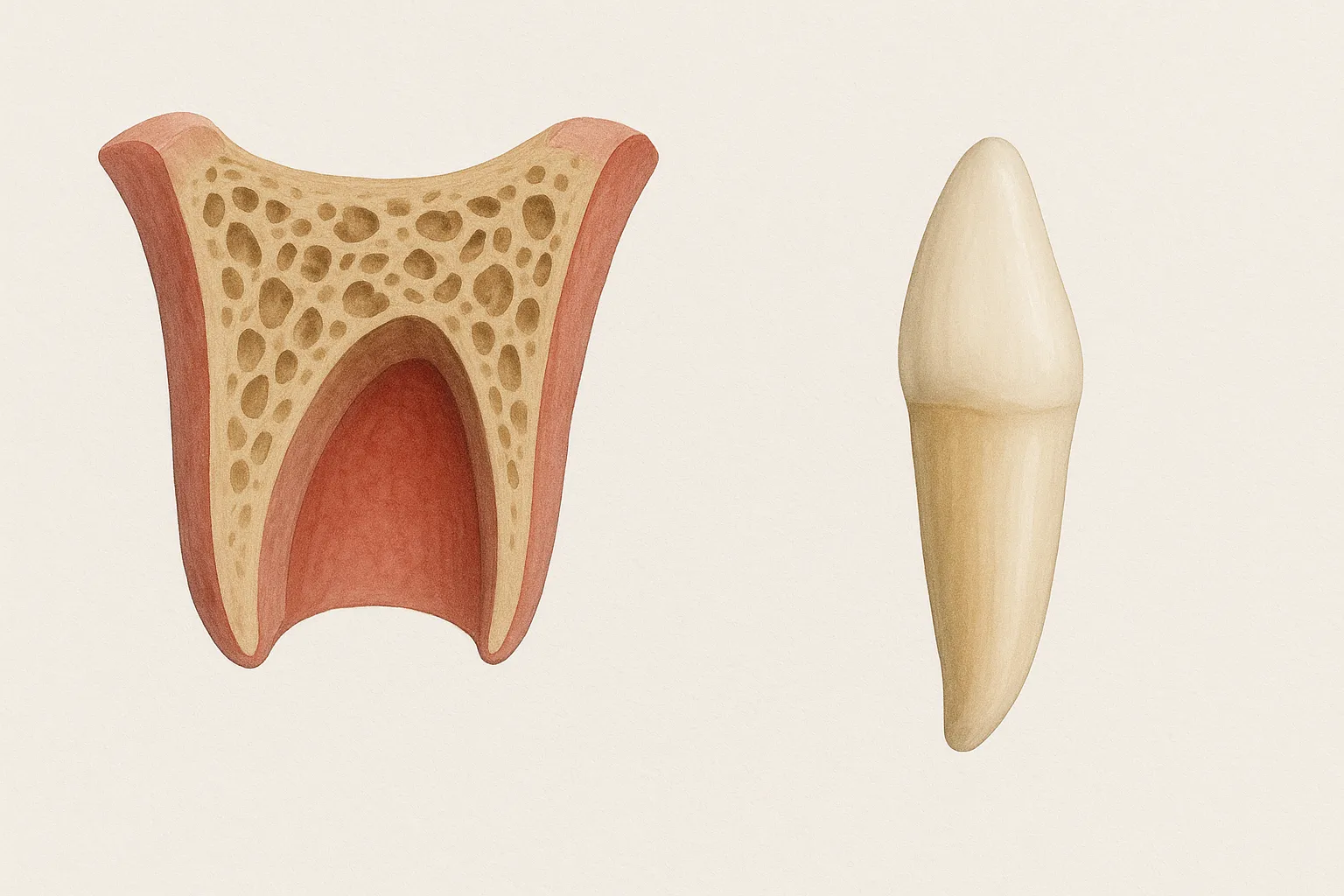 wybity ząb obok pustego zębodołu