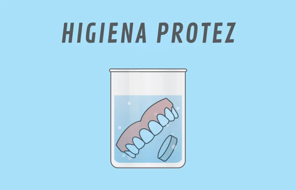 Higiena protez zębowych - proteza w roztworze czyszczącym z tabletką